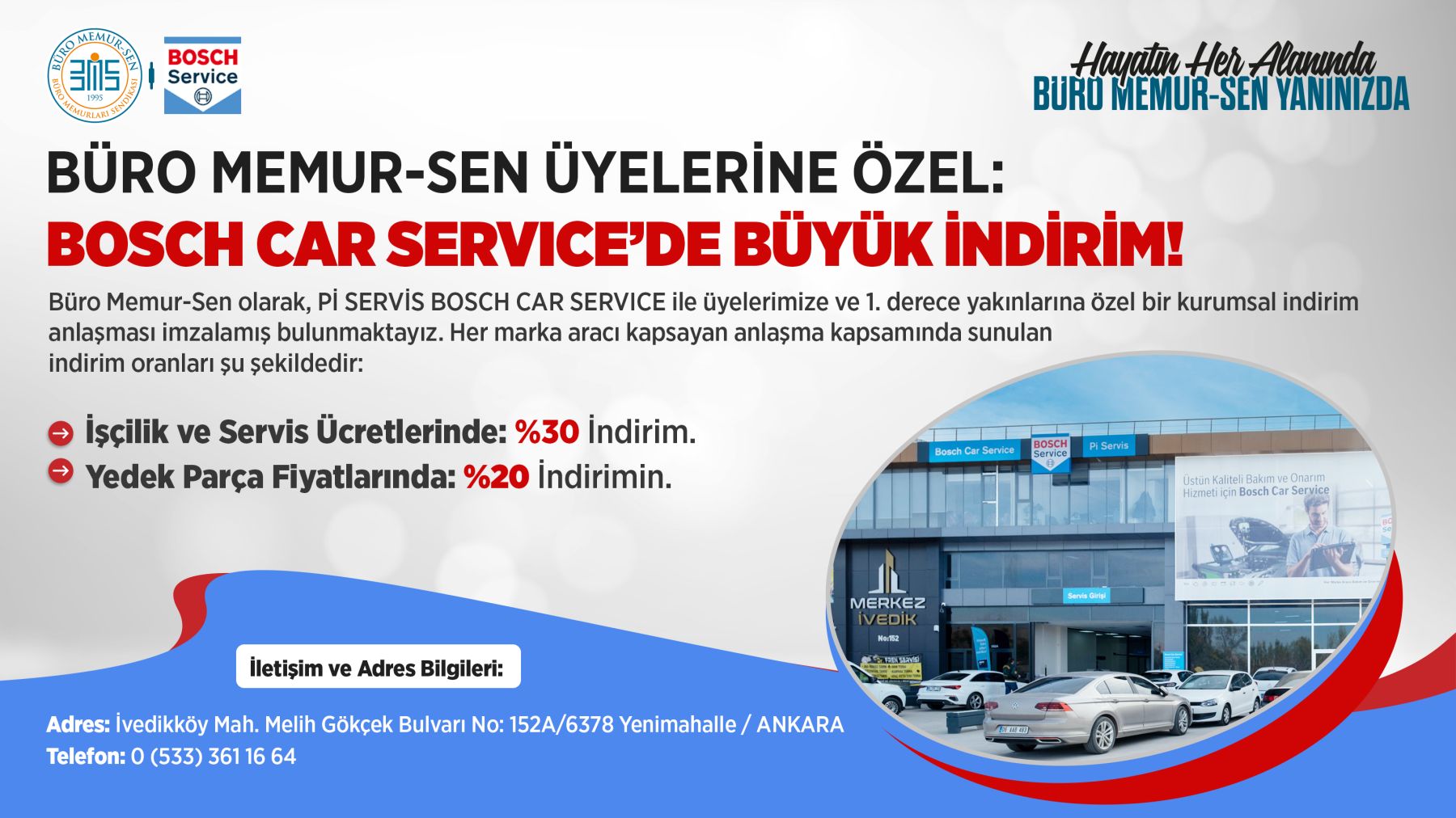 BÜRO MEMUR-SEN ÜYELERİNE ÖZEL: BOSCH CAR SERVICE’DE BÜYÜK İNDİRİM!