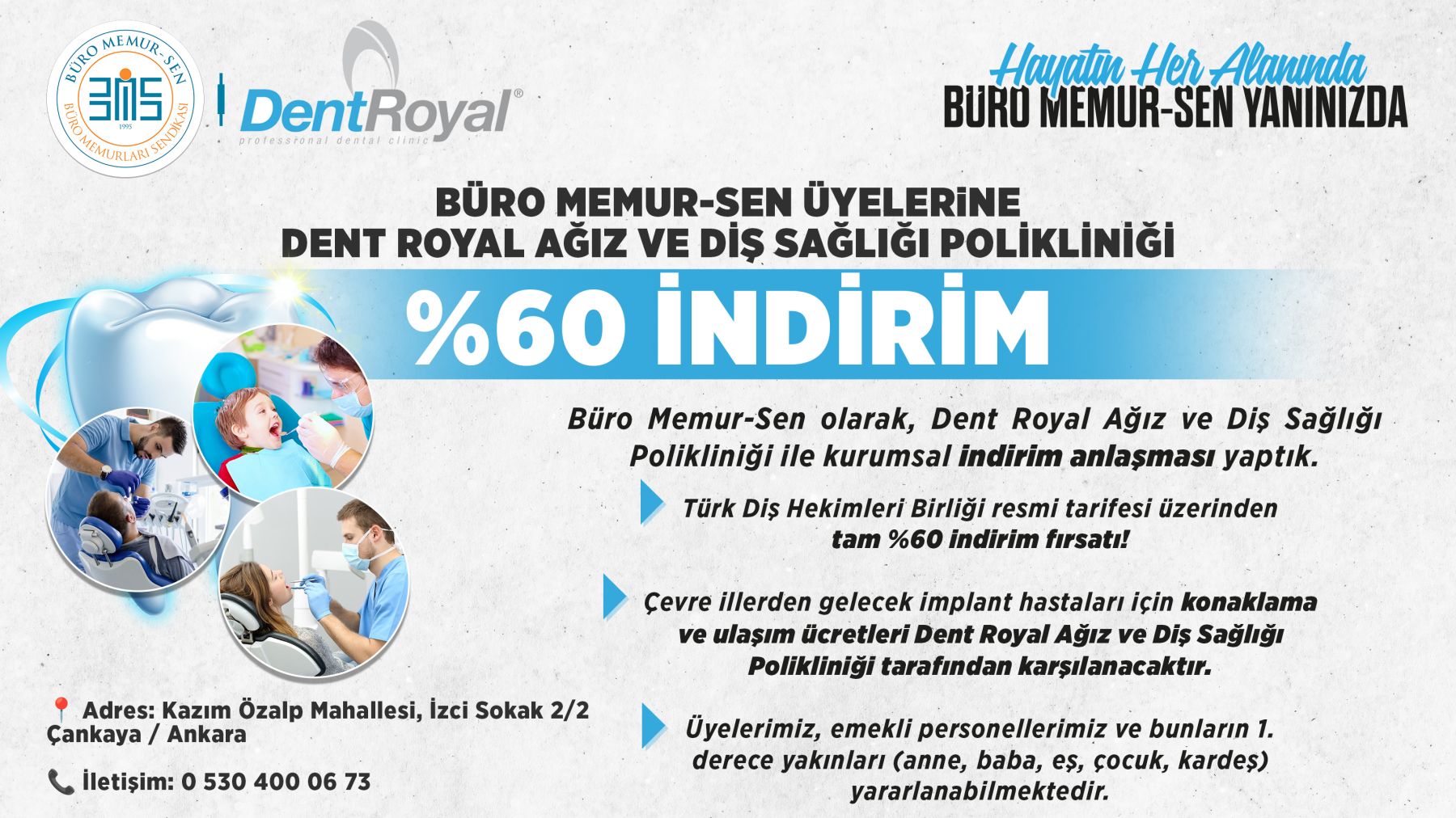 ÜYELERİMİZE ÖZEL DENT ROYAL AĞIZ VE DİŞ SAĞLIĞI POLİKLİNİĞİNDEN %60 İNDİRİM
