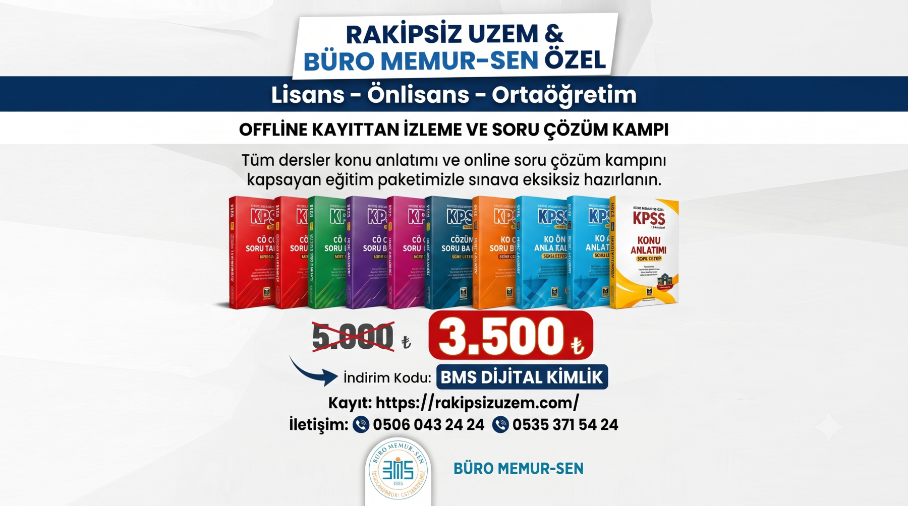 RAKİPSİZ UZEM & BÜRO MEMUR-SEN ÖZEL KPSS LİSANS – ÖNLİSANS – ORTAÖĞRETİM  OFFLINE KAYITTAN İZLEME VE SORU ÇÖZÜM KAMPI