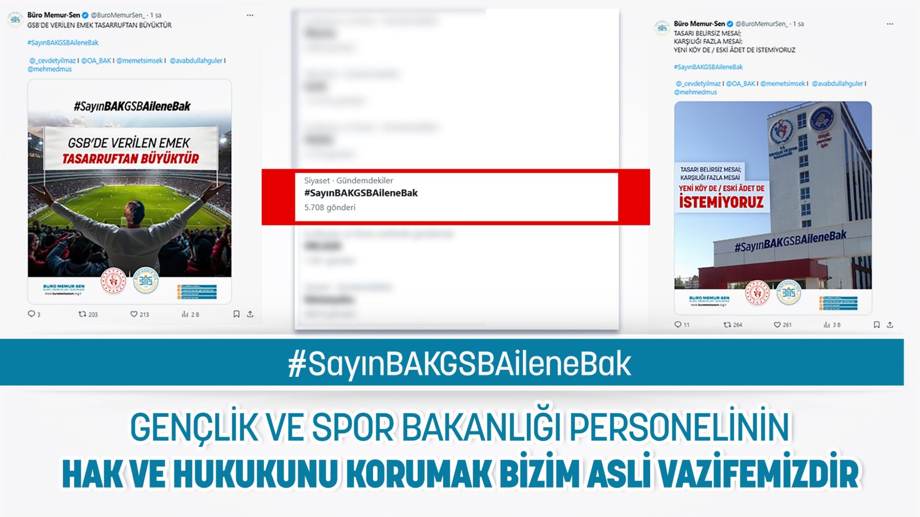 GENÇLİK VE SPOR BAKANLIĞI PERSONELİNİN HAK VE HUKUKUNU KORUMAK BİZİM ASLİ VAZİFEMİZDİR