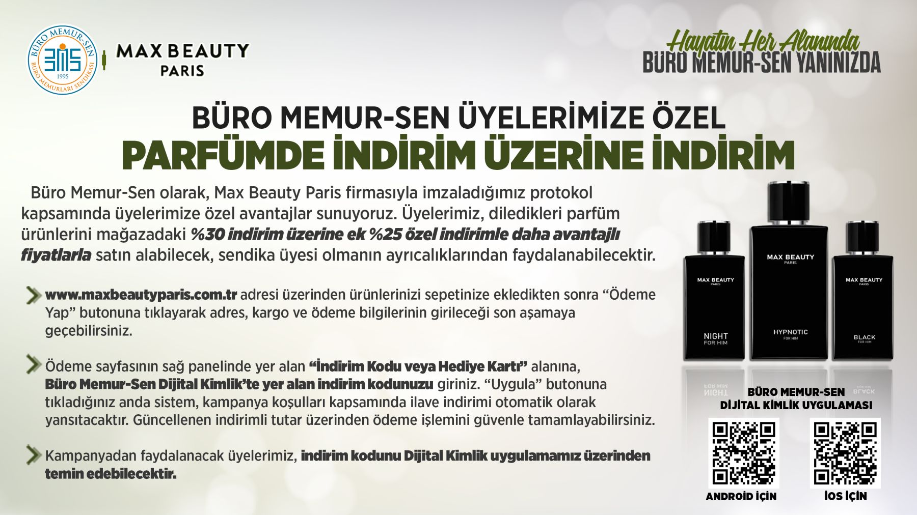 MAX BEAUTY PARİS FİRMASINDAN PARFÜMLERDE %30 İNDİRİME EK %25 İNDİRİM FIRSATI