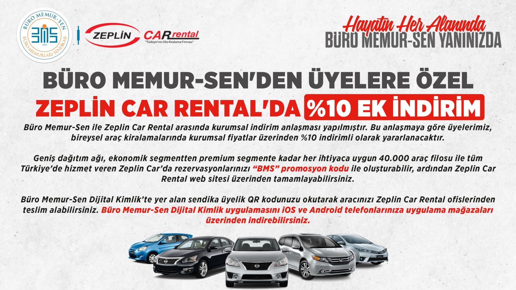 ÜYELERİMİZE ÖZEL ZEPLİN CAR RENTAL'DA %10 EK İNDİRİM FIRSATI!
